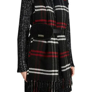 Steve Madden, Women's Faux-Shearling Oval Belt Bag, Black, Small